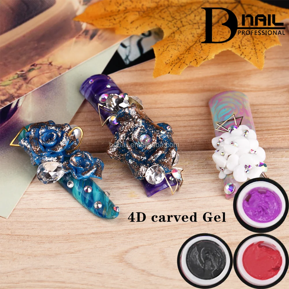 2017 New Arrival Acrylic Powder Gel Nail Art 4d Carving Gel Nail