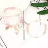 Trendy Rose Quartz Acrylic Girls Flower Beaded Bracelets Bangle Jewelry Charms Bracelet For Women Lady Gift