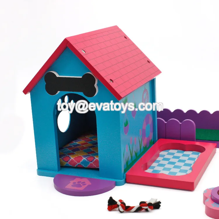 New Arrival Lovely Pretend Play Wooden Toy Dog House For Kids W06f071