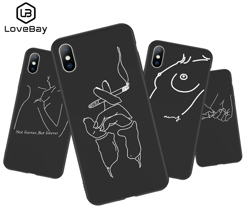 LOVEBAY Wholesale Funny Custom Printing Mobile Phone Cases Creative Black Phone Case for iPhone XR XS Max X 8 7 6 6s Plus