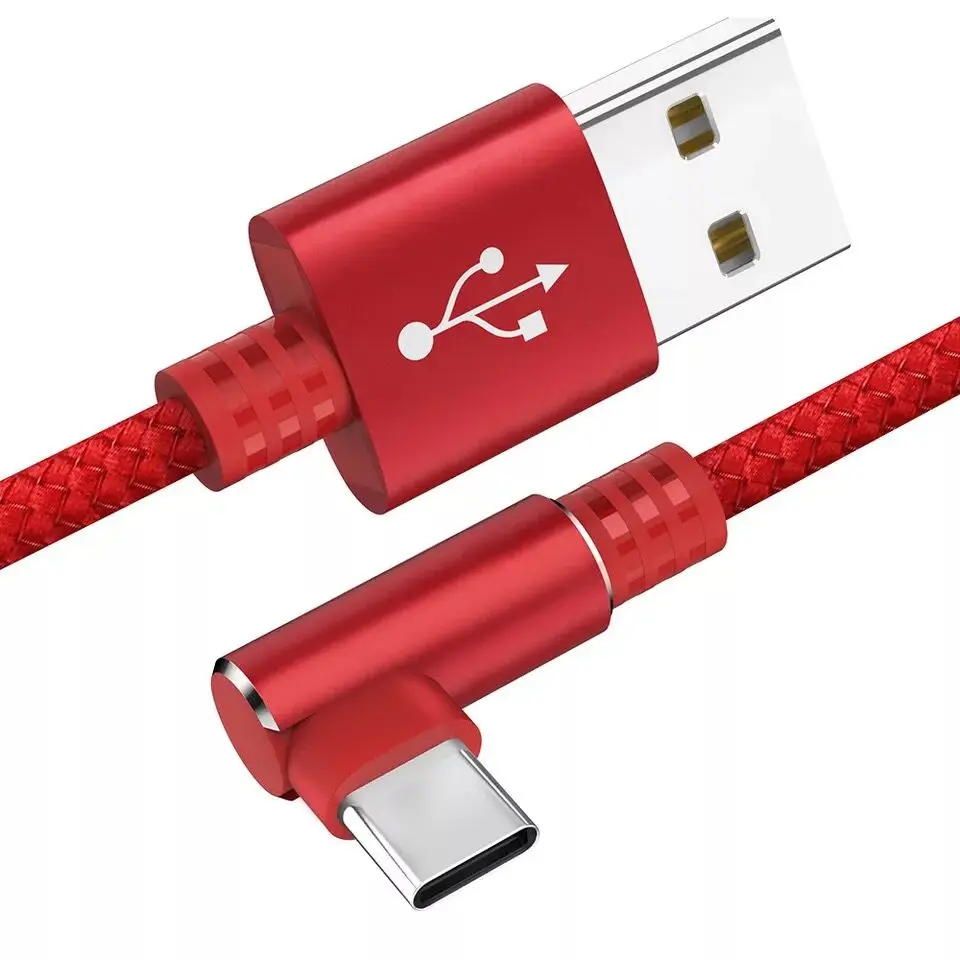 

Red braid USB-C to Standard USB 2.0 A Charger Data Cable 90 degree cabletolink 2019