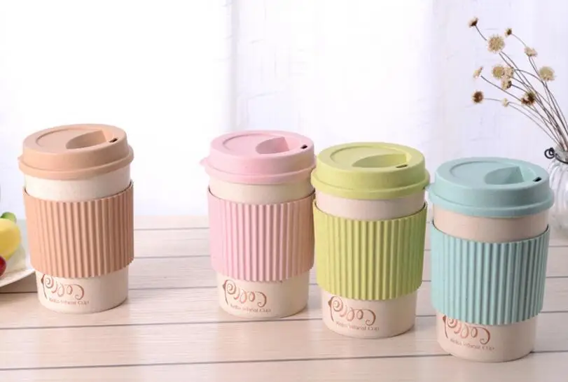 Nature Custom Color 350 ML Wheat Straw Cup, Plastic Cup With Straw