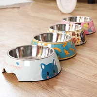 

Spot wholesale stainless steel food cup double pet feeder plastic drinking water cat supplies dog bowl