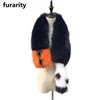 SF0203 New luxury genuine fox fur scarf fashion women's fur scarves wraps with tail