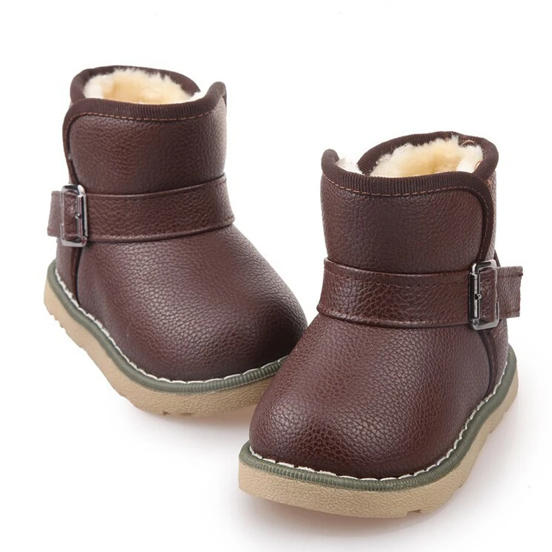 2015 Brand Children Leather Ankle Boots Kids Snow Boots