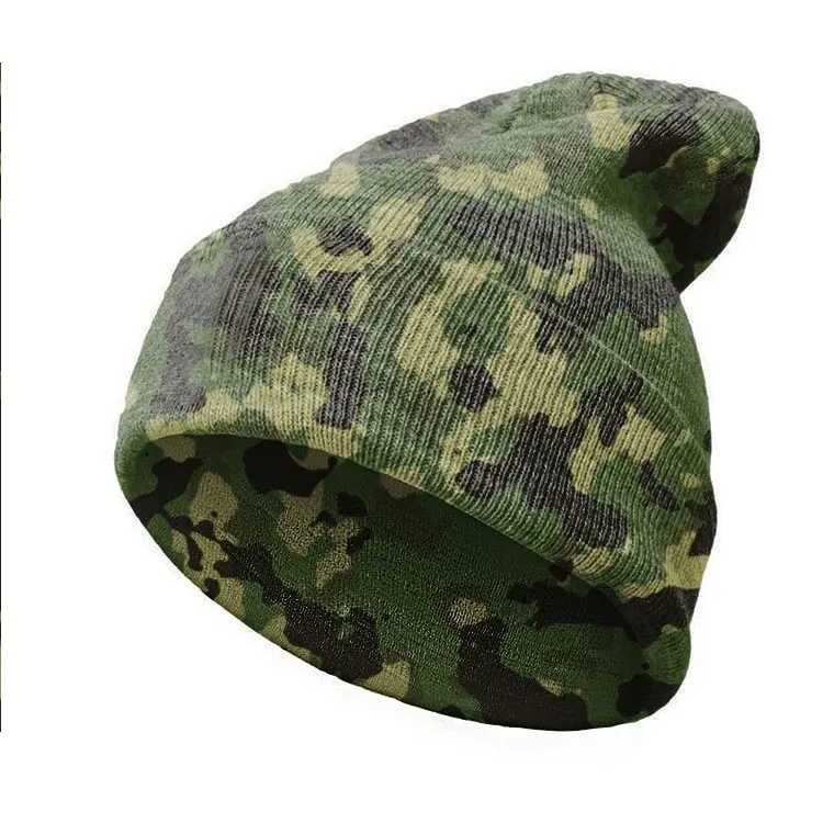 Custom Winter Outdoor Mens Acrylic Camo Knitted Beanie Hat - Buy Army ...