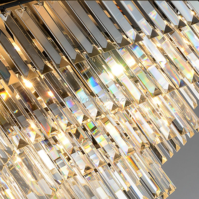 Large Black Square Chandeliers Pendant Light Modern K9 Crystals Hanging