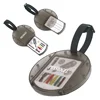 Promotional compact OEM gift blank logo print soft black strap pull open mini sewing set big round travel plastic luggage tag