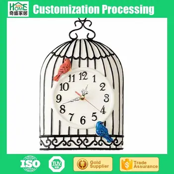 Style Européen Lart Rural Décor Créatif Fabriqué En Chine Batteries Mode Oiseau Cage Grande Belles Horloges Murales Personnaliser Buy Horloges