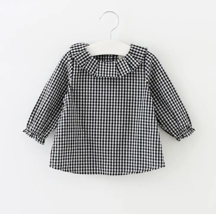 

Hu Sunshine Wholesale New spring baby girls black plaid blouse, N/a