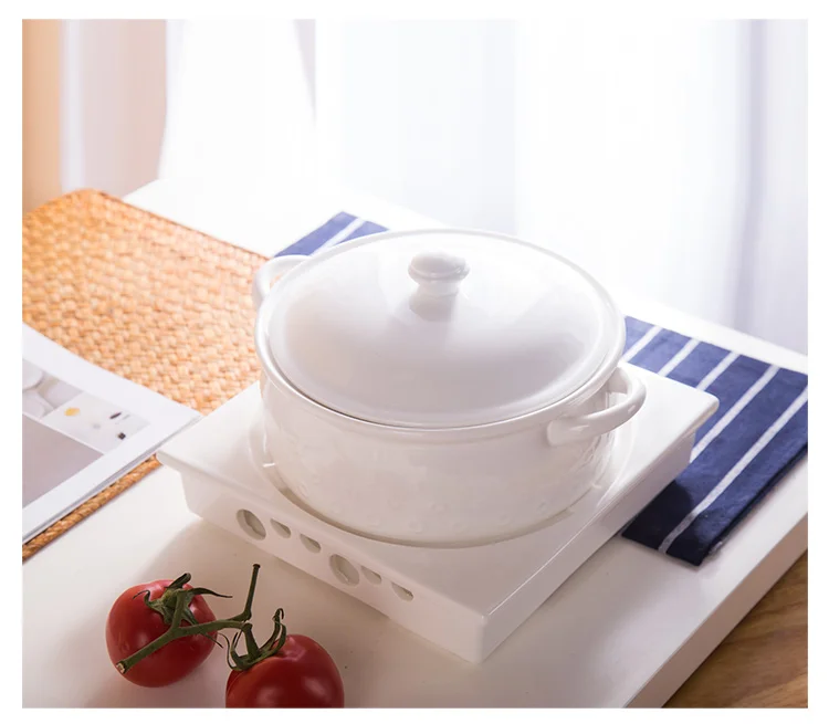 Guangzhou Wholesale Top Quality 10" Ceramic Soup Tureen Bowls With Lid And Candle Stand