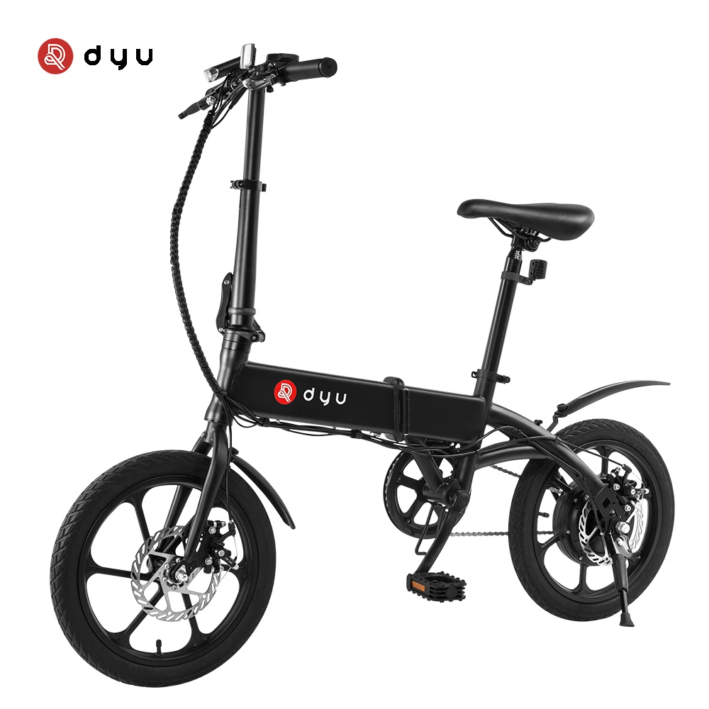 

China DYU 16 Inch Electric Bike Woman 5Ah Battery Metal Foldable Outdoor City Smart Ebike Electric Mini Bicycle For Adult