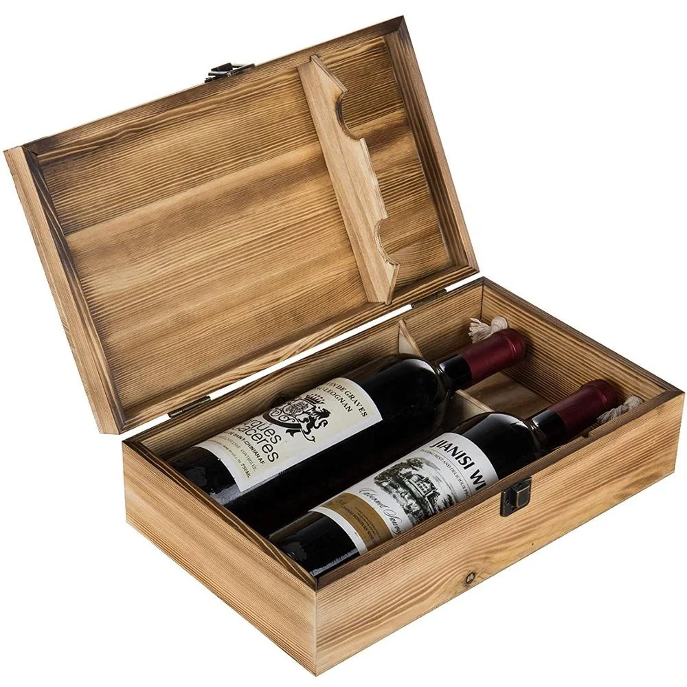 Estuche De Vino Doble Botella Caja Madera Cajas De Madera Para Vino ...