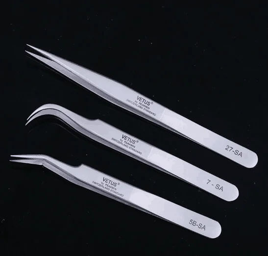 

Professional Stainless Steel Eyelash Extension Tweezers Lashes Tweezers Accept OEM, Slivery