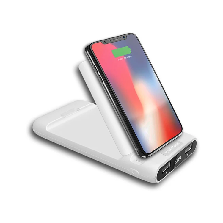 

10000 mah portable 3 in 1 wireless dual usb outputs mobile power bank, Black;golden;red;rose golden