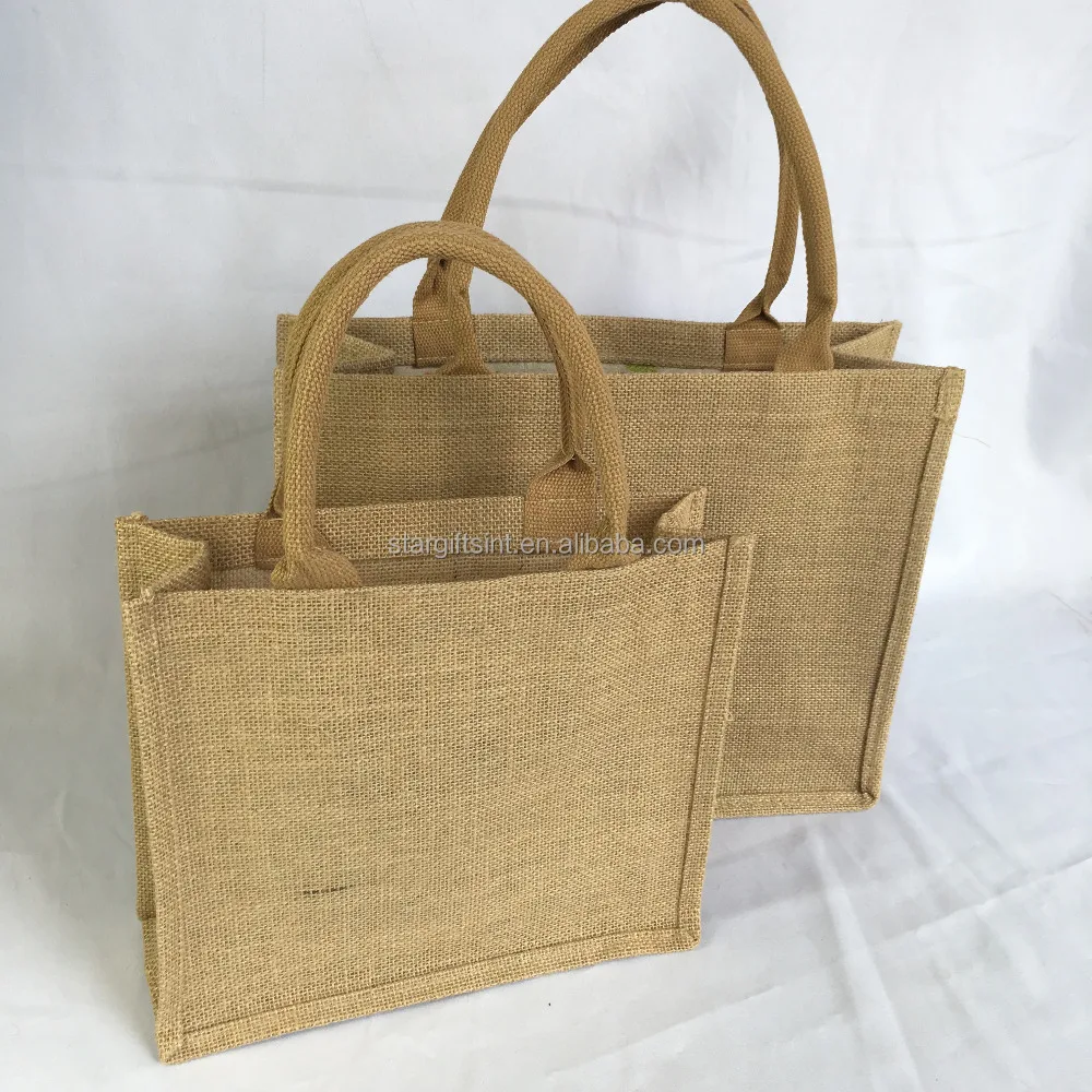
China Eco Products Buttoned Open Top Jute Shopping Bag 