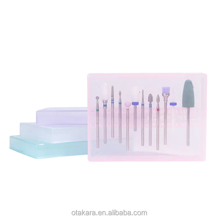1pcs 14 Holes Acrylic Clear Holder for Electric Nail Drill Files Manicure Exhibition Tools 3/32" Nail Drill Bit Box Organizer