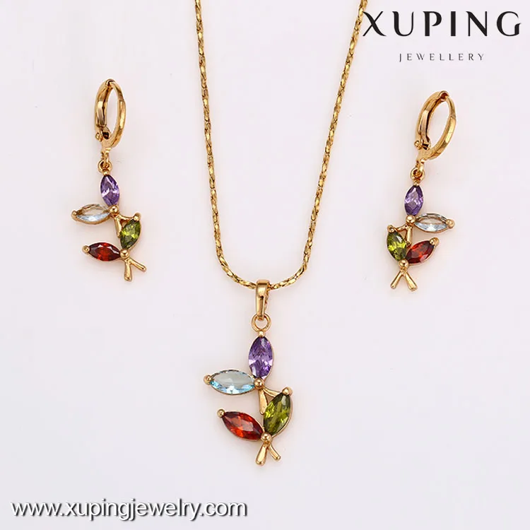 

62510-Xuping Costume Jewelry Hot Item Promotion Gold Jewelry Set, White;red