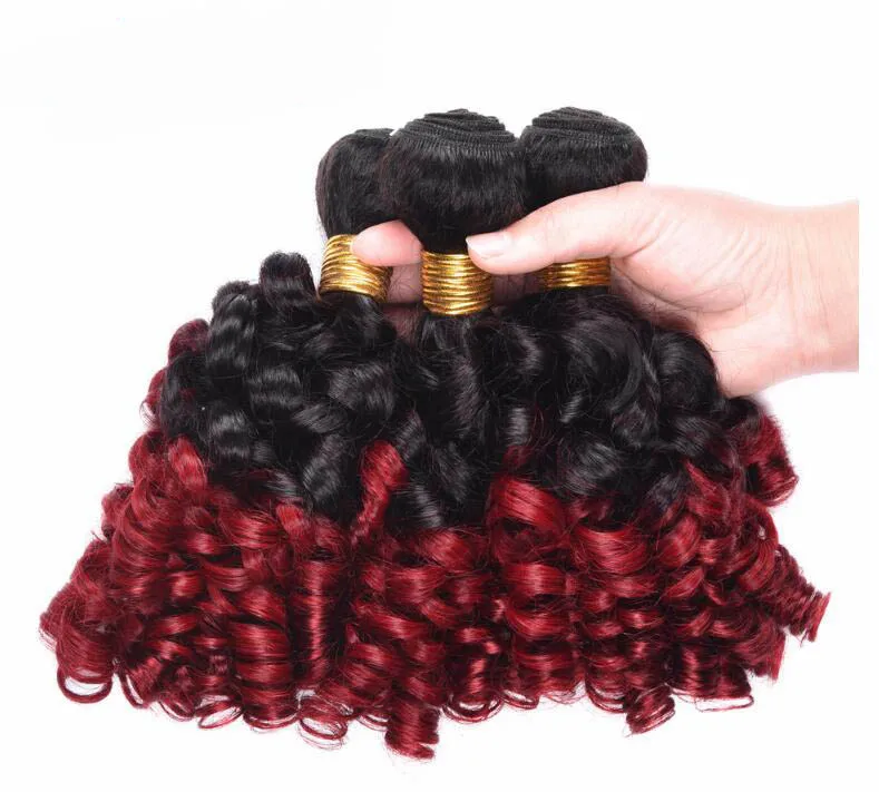 Brazilian Bouncy Curly Hair Bundles 3pcs 100 Human Hair Weave 1b