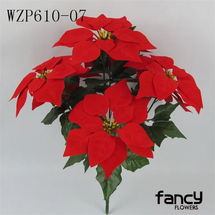 Factory Wholesale Single Stem Christmas Artificial Poinsettia Flower