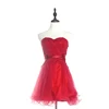 Elegant puffy short homecoming skirt red floral appliqued prom dress