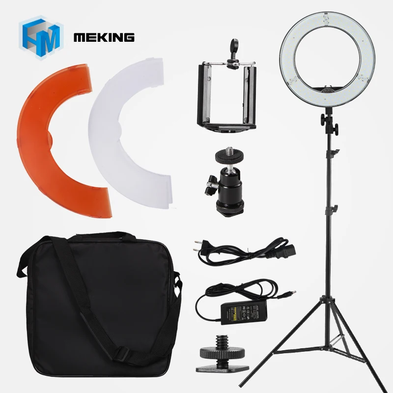 Meking Dimmable Diva 14'' 5500K LED Video Ring Light Set With Light Stand For Make Up Video Photo