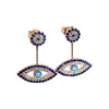 Evil Eye Front Back Earring Set Sterling Silver 925 CZ Stud and Ear Jacket Cuff Earrings Adjustable Ear Jacket