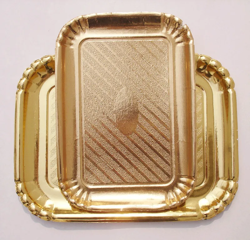 Gold Raw Material Candy Paper Charger Plates Round Gold Tray For Party