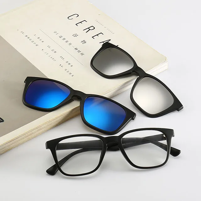

DLC2296 PC 5 in 1 Eyewear Magnetic Clip On Sunglasses with Leather Bag