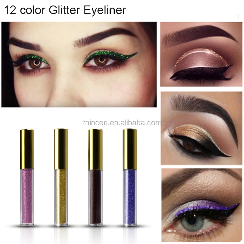 12 Color Wholesale Custom Cosmetics Private Label Liquid Glitter Eyeliner