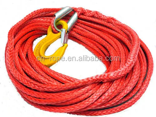 winch rope 6mm UHMWPE rope with hook kinetic tow synthetic rope