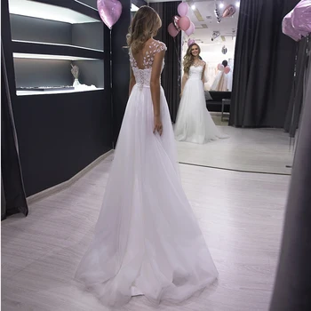 Simple White 3d Floral A Line Beach Wedding Dresses Suzhou Boho