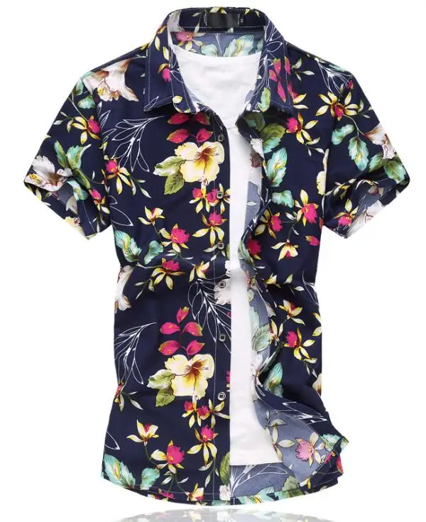 

Men Beach Collection Custom Rayon Floral Printed Hawaiian Beach Shirt