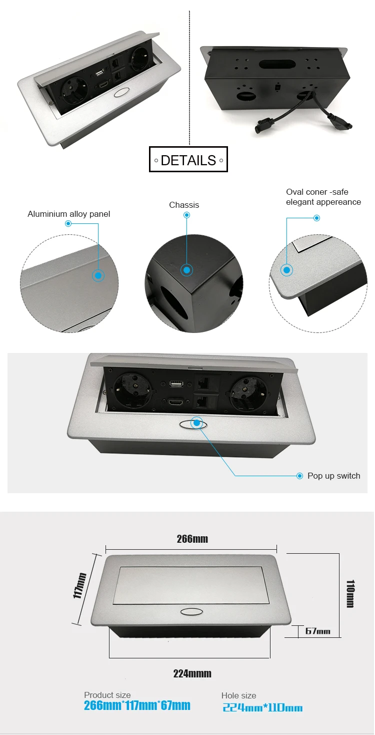 Multidesktop Electrical Plug Socket For Power Supply Hidden In Desk