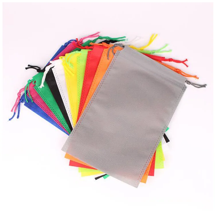

New arrival promotional hot sell size  printed colorful portable non woven drawstring bag, White/black/pink or custom