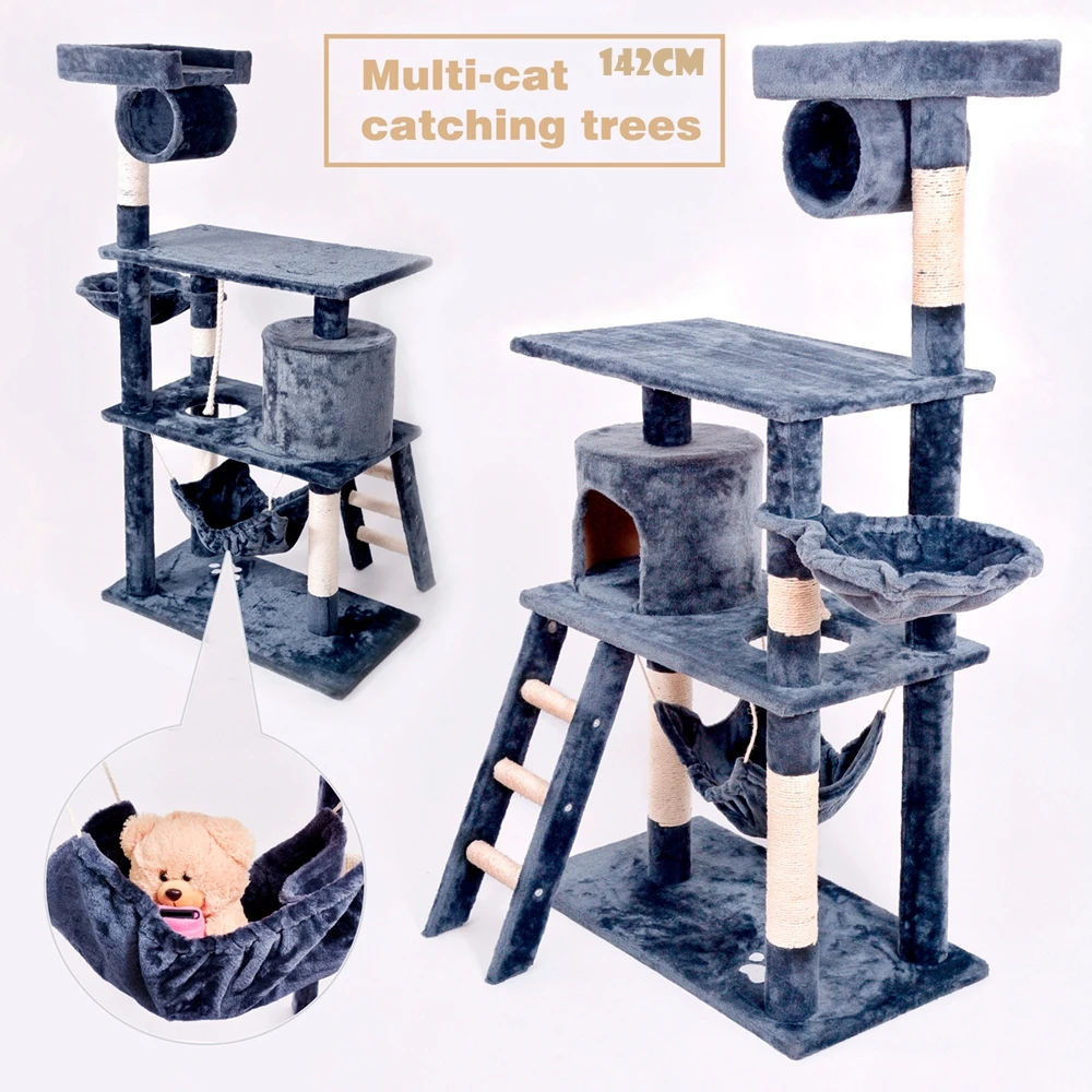 

GMTPET Pet Factory OEM Top Selling Products Ningbo MDF Cat Tower Furniture Cat Tree for Cats Interactive Toys Pet Toys Dark Blue