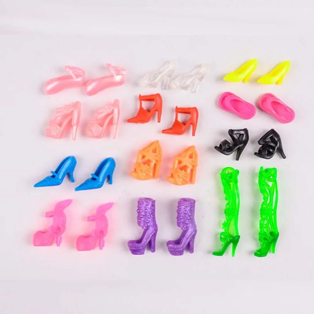 

Free Shipping Random 12 Pairs Assorted Fashion Colorful Mixed Style Sandals High Heels Shoes For Doll Accessories Clothes Dress