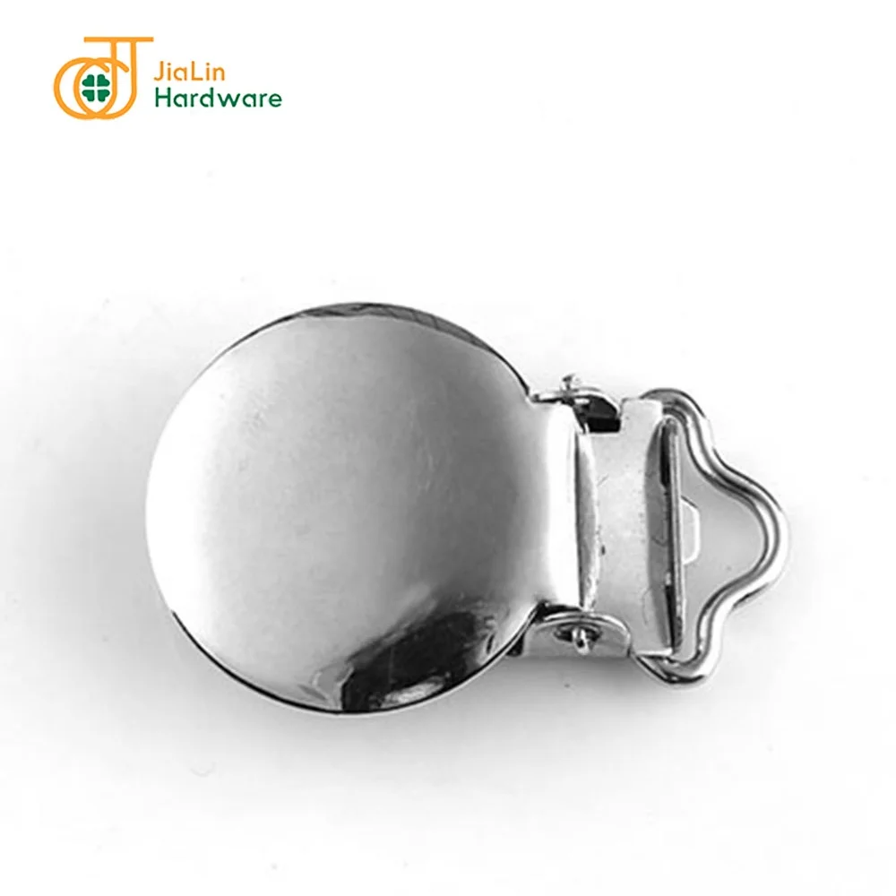 
LEAD FREE Round Face Metal 13mm Suspender Clips Shinny Nickle Silver Baby Pacifier Holder 
