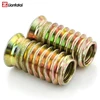 Inside and outside thread nut with yellow zinc plated for cabinet