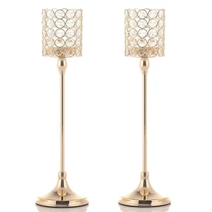 Image of glass tall cheap votive candle holders gold for wedding centerpieces 45cm high