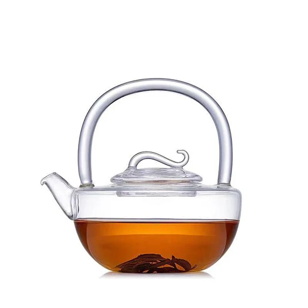 

Japanese transparent glass teapot with glass handle and lid