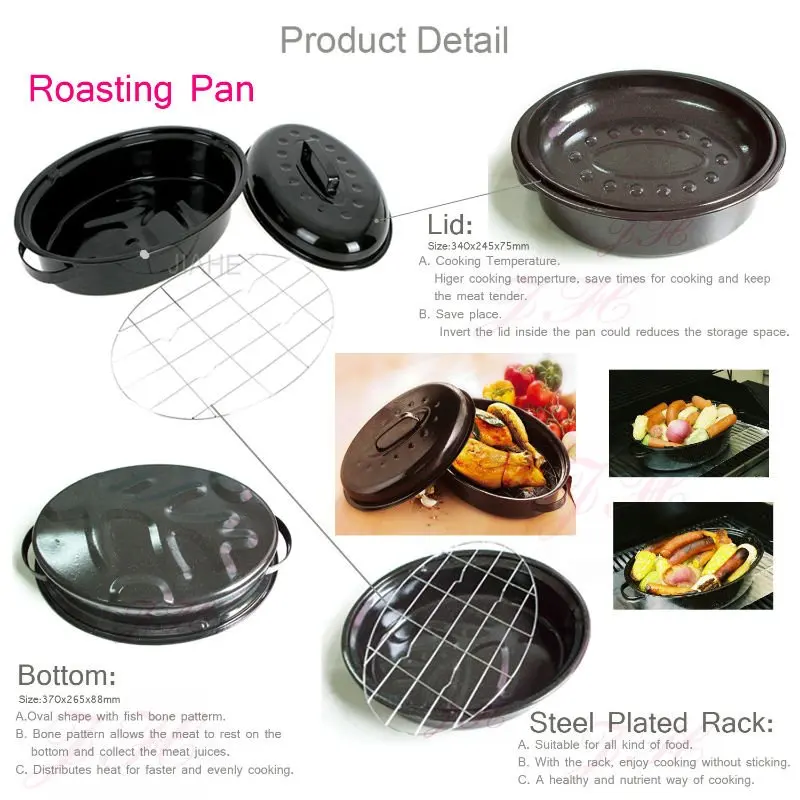 granite ware oval roaster with lid