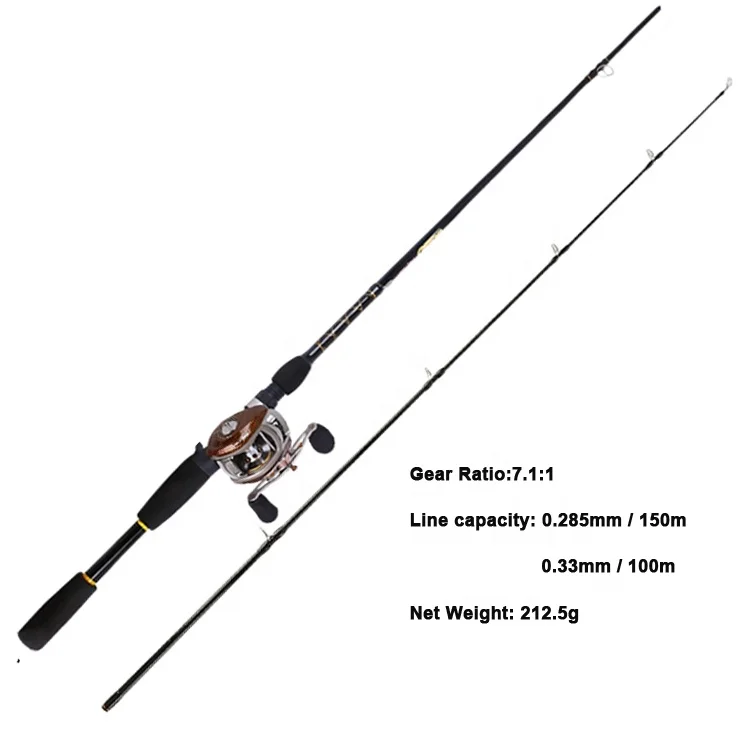 

Carbon Casting Fishing Rod Reel Combo Set 198cm 225cm 240cm, Black