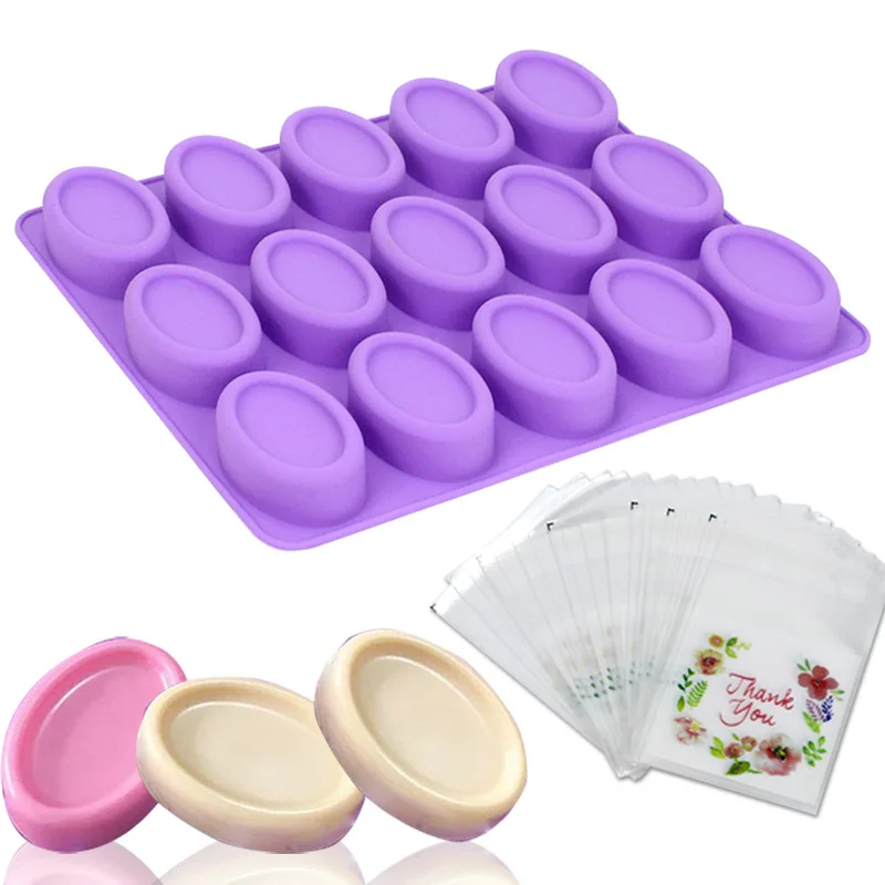 

Durable 15 Cavity Customized Handmade Soap Maker Oval Silicone Soap Mold