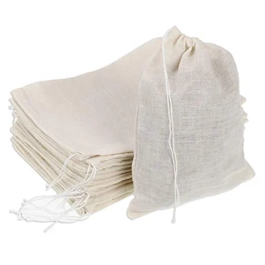 

Eco friendly Muslin Bags Reusable Cotton Drawstring Bags 100% Cotton produce bag