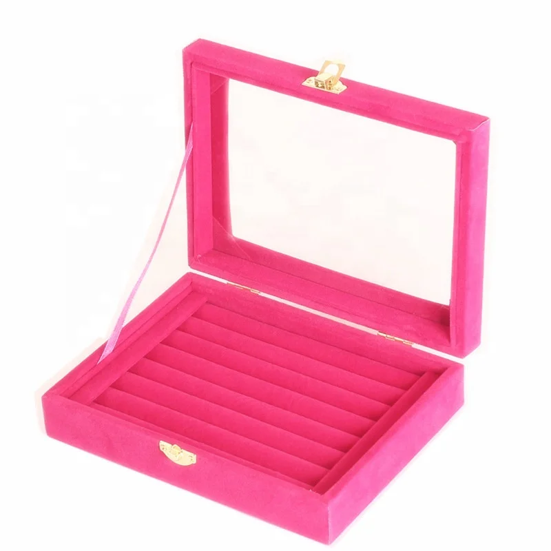 

20*15*4.7cm Velvet ring Display tray with cover