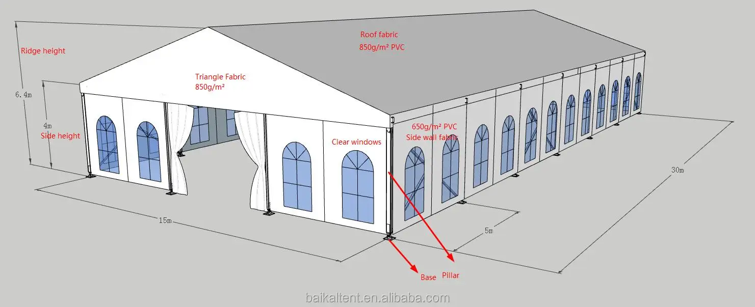 20 x 20 big outdoor white pvc wedding commercial party tent