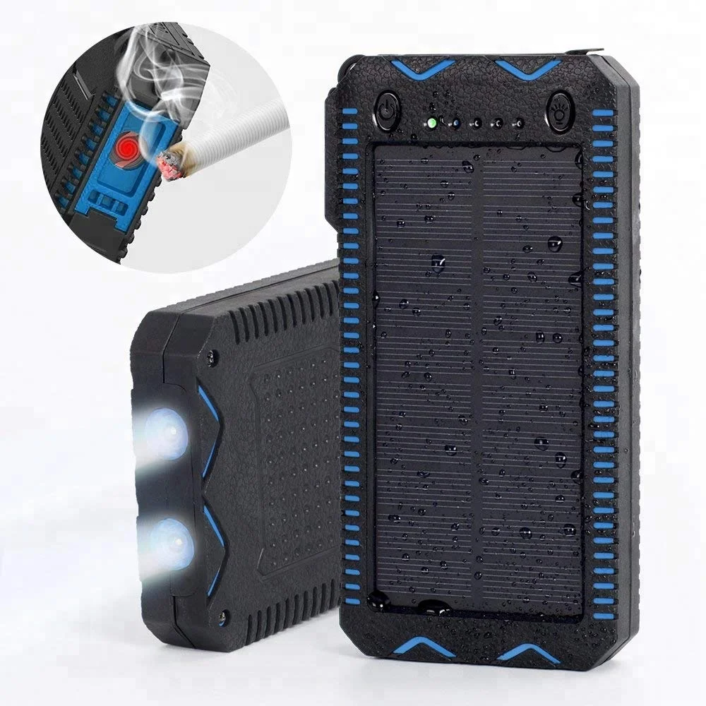 

20000mAh Solar Power Bank Portable Charger with Flashlight Cigarette Lighter, Blue;green;golden;red