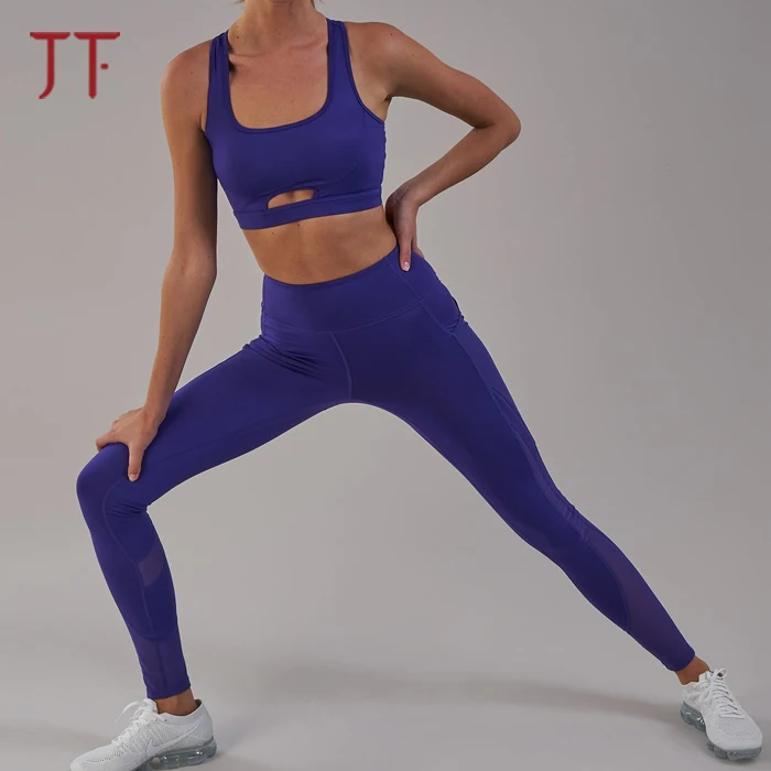 OEM Women Quality Supplex Gym Tight Mesh Sport Yoga Set Leggings