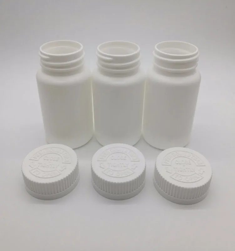 100ml White Plastic Pill Bottles With Crc Cap,Childproof Vial With Lid